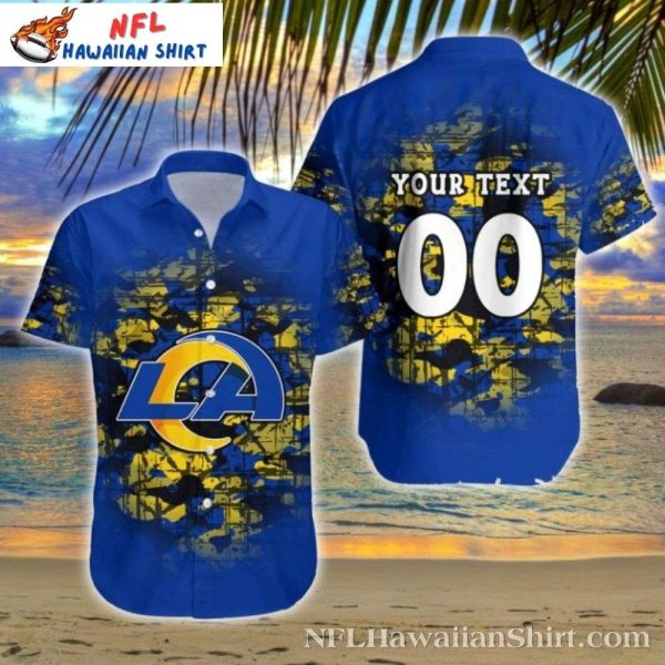 LA Rams Abstract Art Hawaiian Shirt – Blue Haze Edition