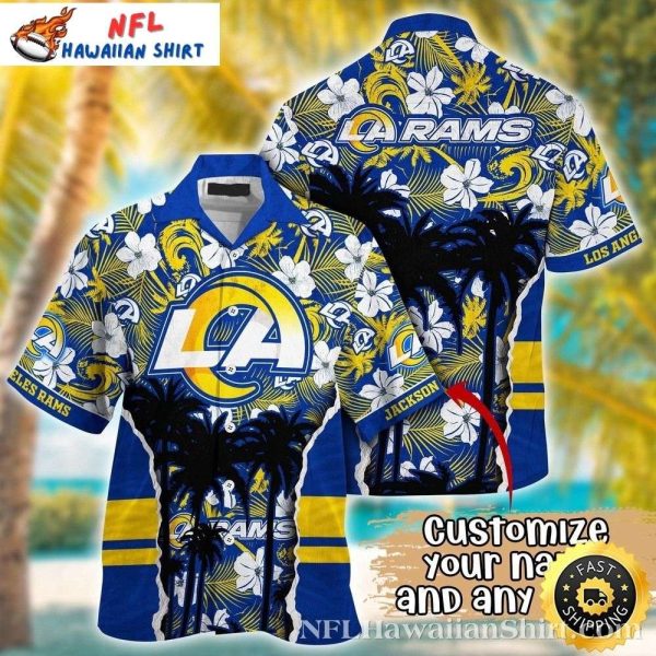 LA Rams Nightfall Palm Hawaiian Shirt – Midnight Tropics Edition