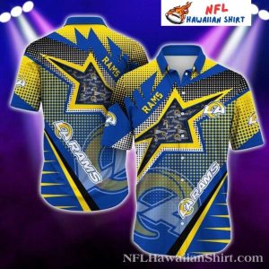 LA Rams Starry Night Hawaiian Shirt – Dynamic Blue And Gold Contrast