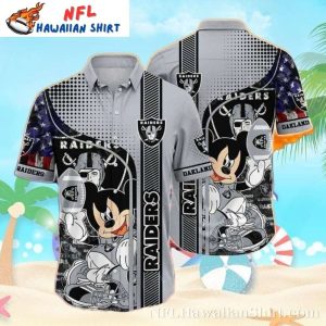 Las Vegas Raiders Logo Printed Hawaiian Shirt Mickey And American Flag Edition