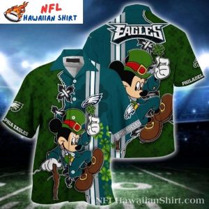 Leprechaun Luck Mickey Mouse Philadelphia Eagles Aloha Shirt