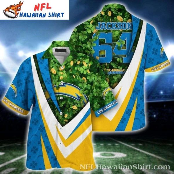 Lucky Clover Field Chargers Custom Name Hawaiian Shirt