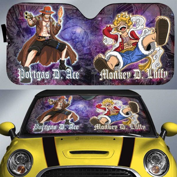 Luffy And Ace Car Sunshade Custom Car Accessories Manga Galaxy Style