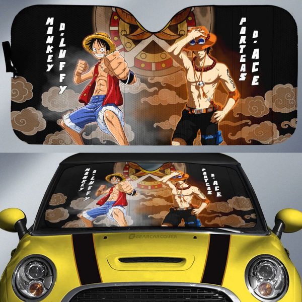 Luffy And Ace Car Sunshade Custom For Fans