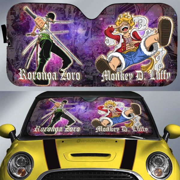 Luffy And Zoro Car Sunshade Custom Car Accessories Manga Galaxy Style