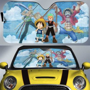 Luffy And Zoro Car Sunshade Custom One Piece Map Car Accessories For Anime Fans