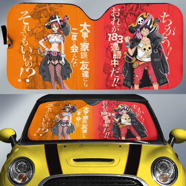 Luffy and Nami Car Sunshade Custom Red Car Interior Accessories