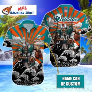 Mascot Wave – Men’s Team Mascot Graphic Dolphins Hawaiian Shirt – Oceanfront Fanwear