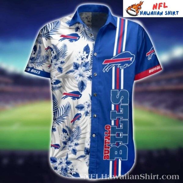 Men’s Buffalo Bills Tropical Floral And Logo Hawaiian Shirt