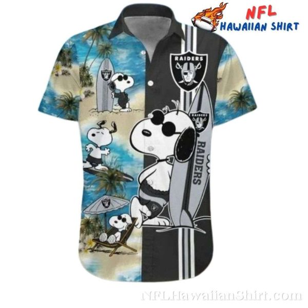 Men’s Las Vegas Raiders Hawaiian Shirt Snoopy’s Beach Adventure