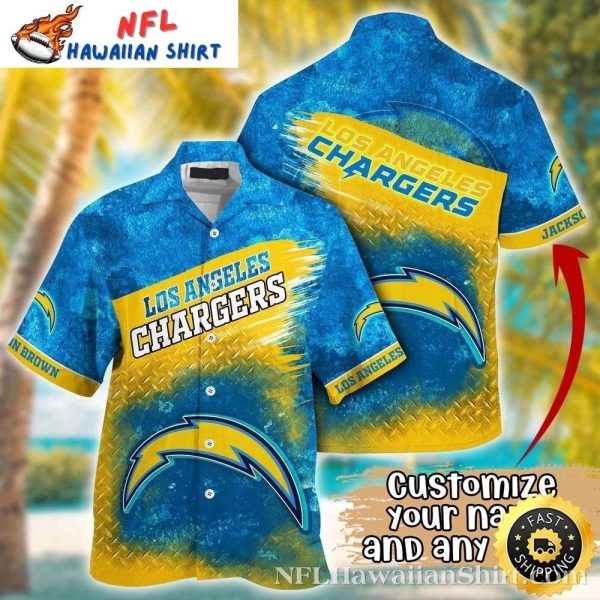 Metal Pattern Customized Los Angeles Chargers Men’s Hawaiian Shirt