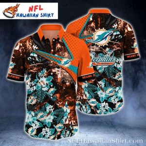 Miami Dolphins Enthusiast’s Hawaiian Shirt – Floral and Team Logo Fusion