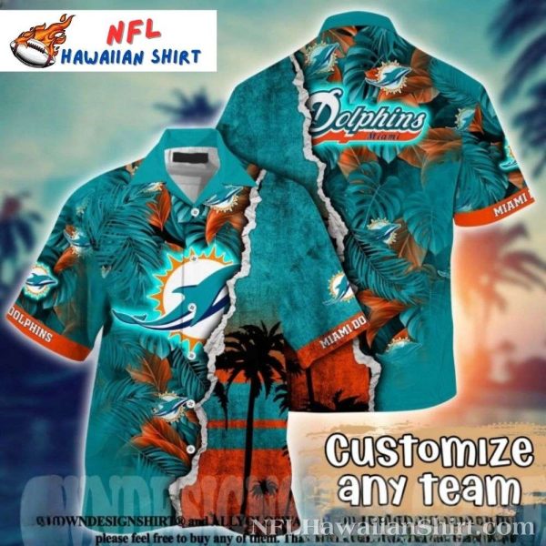 Miami Dolphins Logo Print Hawaiian Shirt – Tropical Palm Leaf Paradise