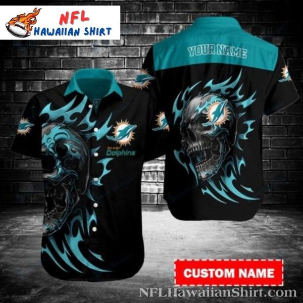 Miami Dolphins Skull Blaze Hawaiian Shirt – Customizable Fan Statement Piece