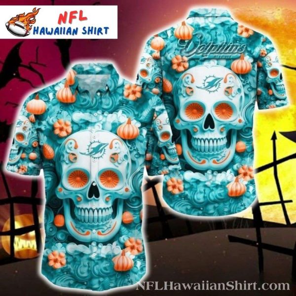 Miami Dolphins Skull Print Hawaiian Shirt – Fearlessly Fierce Fandom