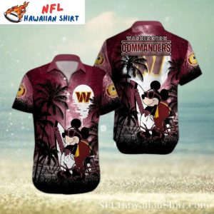 Mickey Beach Surfing Washington Commanders Hawaiian Shirt