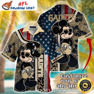 Mickey Mouse American Flag New Orleans Saints Hawaiian Shirt