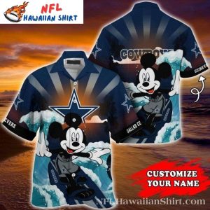 Mickey Surfing Cowboys Hawaiian Shirt Ride The Wave Of Team Spirit In Style