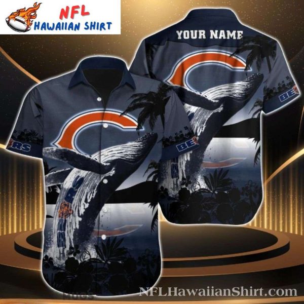 Midnight Palm Chicago Bears Hawaiian Shirt – Starlit Silhouette Design