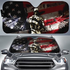 My Hero U.S Soldier Car Sunshade Custom US Flag Car Accessories