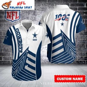 NFL Centennial Stripe Cowboys Hawaiian Shirt – Custom Name 100th Season Edition