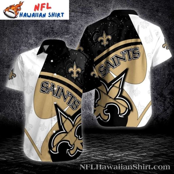 NFL Hawaiian New Orleans Saints Shirt With Monochrome Fleur-de-Lis Motif