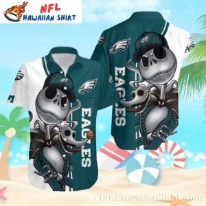 NFL Jack Skellington And Zero Philadelphia Eagles Tropical Hawaiian Shirt