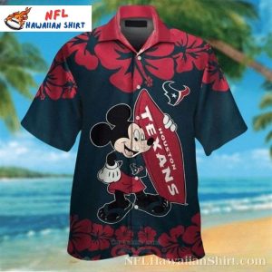 NFL Mickey – Houston Texans Mickey Crimson Sunset Hawaiian Shirt