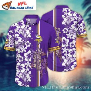 NFL Vikings White Hibiscus Bloom Purple Hawaiian Shirt For Men