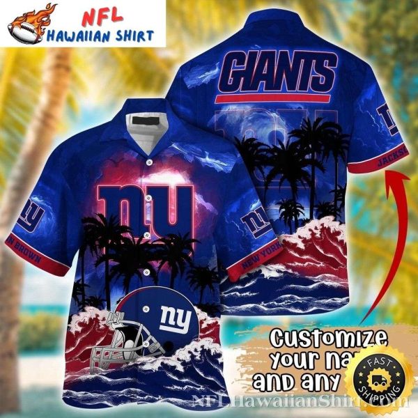 NY Giants Coastal Retreat Palm Tree Hawaiian Shirt