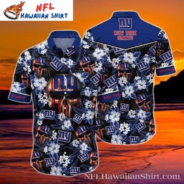 NY Giants Night Bloom And Football Skull Tropical Hawaiian Shirt