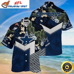 Navy Floral Starburst Dallas Cowboys Hawaiian Shirt