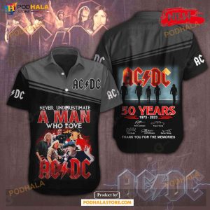 Never Underestimate A Man Who Love Acdc Gray Rock Music Design Hawaiian Shirt