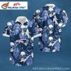 New England Patriots Oceanic Blue Floral Skull Hawaiian Shirt