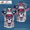 New England Patriots Skull Floral Hawaiian Shirt – Bold Red