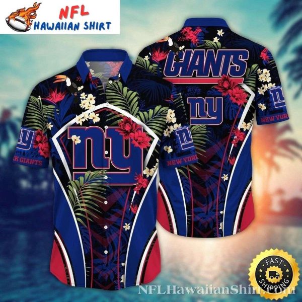 New York Giants Botanical Nightfall Hawaiian Shirt – NY Floral Stripe Fusion