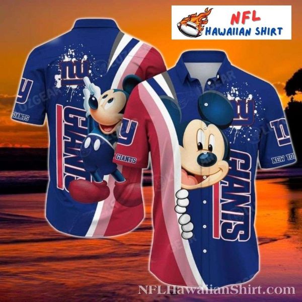 New York Giants Cheerful Mickey Football Fan Hawaiian Shirt