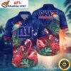 New York Giants Flamingo Parrot Paradise Aloha Shirt