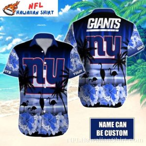 New York Giants Tropical Hawaiian Shirt With Flamingos Print