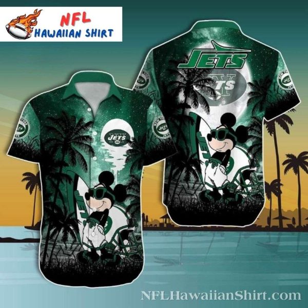 New York Jets Logo Print Hawaiian Shirt – Midnight Beach Mickey Edition