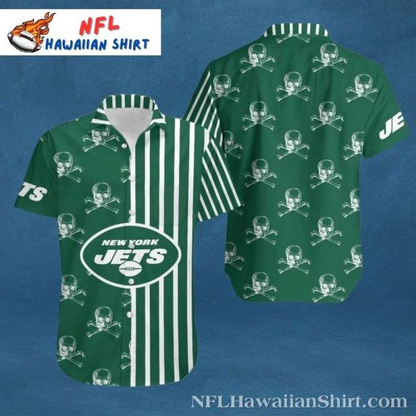 New York Jets Stripes And Skull Hawaiian Shirt