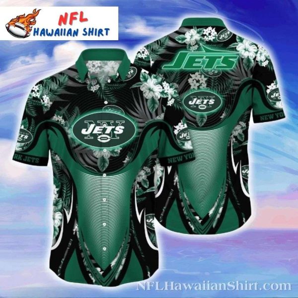 New York Jets White Hibiscus Hawaiian Shirt