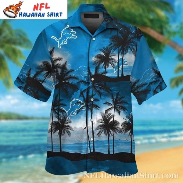 Ocean Sunset Silhouette Detroit Lions Hawaiian Shirt