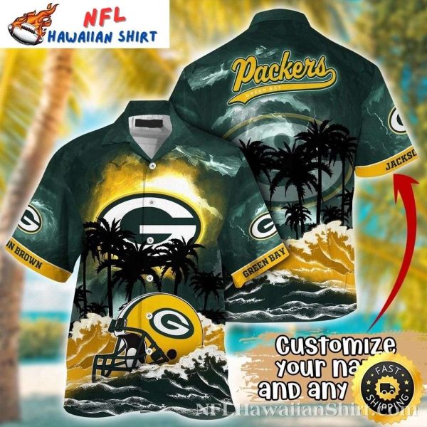 Packers Sunset Palm Men’s Hawaiian Shirt – Tropical Evening Vibes