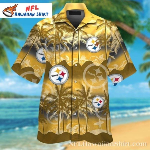 Palm Beach Playbook – Pittsburgh Steelers Tropical Palm Hawaiian Shirt