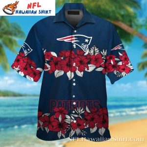 Patriotic Bloom Blue New England Patriots Hawaiian Shirt – Floral Fanatic Game Day Wear