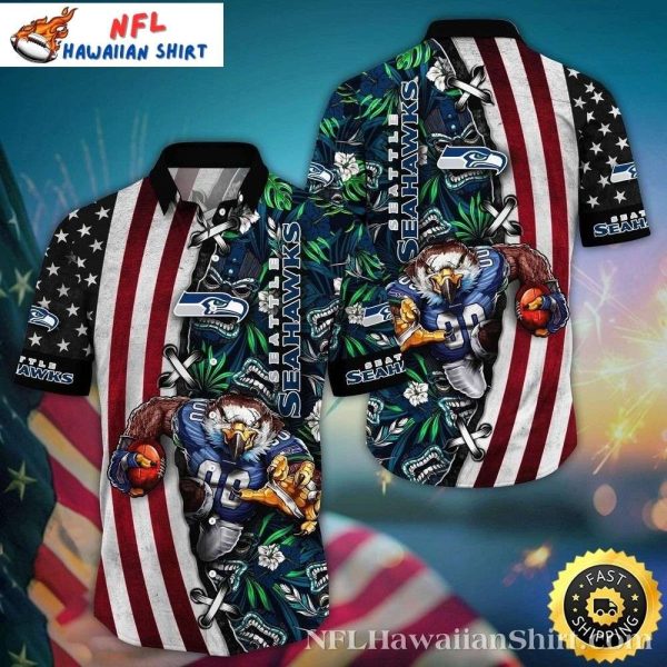 Patriotic Eagle Seattle Seahawks Aloha Shirt – Americana Football Edition