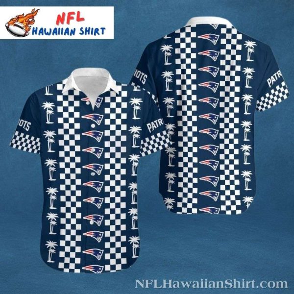 Patriots Checkered Palm Hawaiian Shirt – Classic Racing And Tropic Vibes