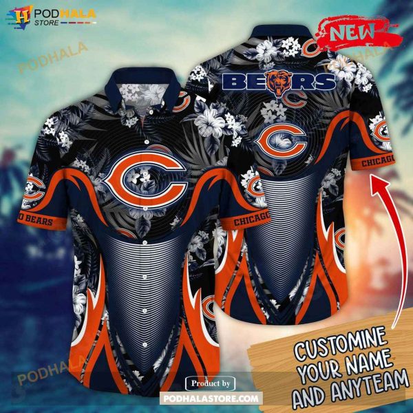 Personalized Name Chicago Bears NFL Luxury Flower Summer Football Hawaiian Shirt