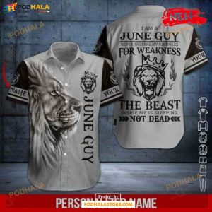 Personalized Name Grey Lion June Guy Scary Design For Summer Hawaiian Shirt